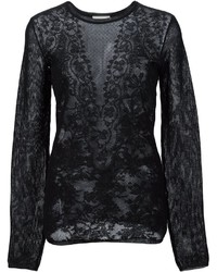 Черная кружевная вязаная блузка от Lanvin
