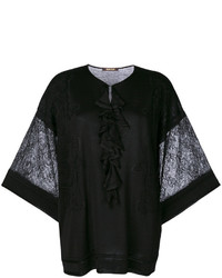 Черная кружевная вязаная блузка от Roberto Cavalli