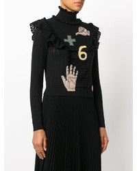 Черная кружевная вязаная блузка от Valentino