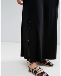 Черная кружевная длинная юбка с люверсами от Asos