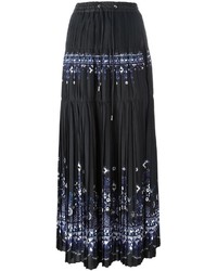 Черная кружевная длинная юбка с принтом от Sacai