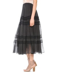 Черная кружевная длинная юбка со складками от Mes Demoiselles