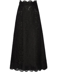 Черная кружевная длинная юбка от Valentino