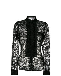 Женская черная кружевная классическая рубашка от Comme des Garcons