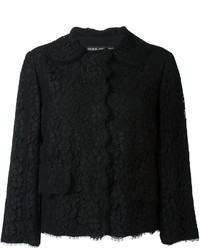 Черная кружевная куртка с цветочным принтом