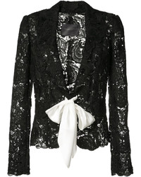 Женская черная кружевная куртка от Monique Lhuillier
