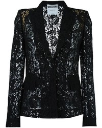 Женская черная кружевная куртка от Moschino