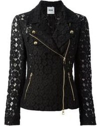 Женская черная кружевная куртка от Moschino