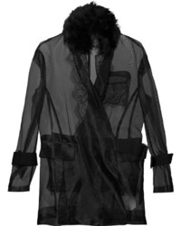 Женская черная кружевная куртка от Sacai