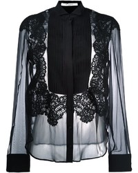 Женская черная кружевная рубашка от Givenchy