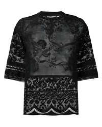 Мужская черная кружевная футболка с круглым вырезом от Dolce & Gabbana