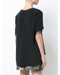Женская черная кружевная футболка с круглым вырезом от Adam Lippes