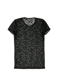 Женская черная кружевная футболка с круглым вырезом от Versace Collection