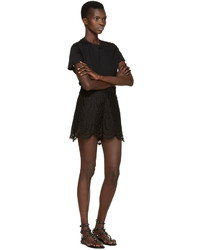 Женская черная кружевная футболка от Valentino