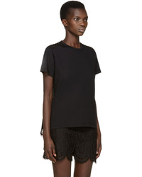 Женская черная кружевная футболка от Valentino