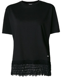 Женская черная кружевная футболка от Dsquared2