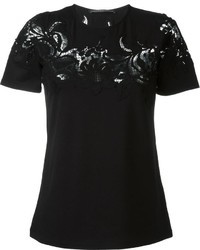 Женская черная кружевная футболка от Ermanno Scervino