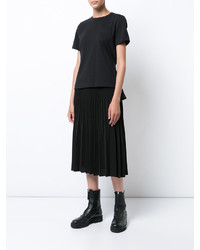 Женская черная кружевная футболка от Sacai