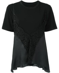 Женская черная кружевная футболка от Maison Margiela