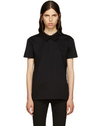 Женская черная кружевная футболка от Miu Miu