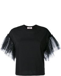 Женская черная кружевная футболка от MSGM