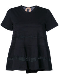 Женская черная кружевная футболка от No.21