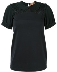 Женская черная кружевная футболка от No.21