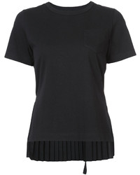 Женская черная кружевная футболка от Sacai