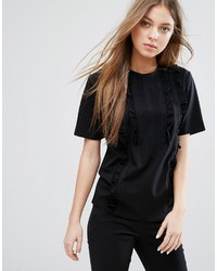 Женская черная кружевная футболка от Warehouse