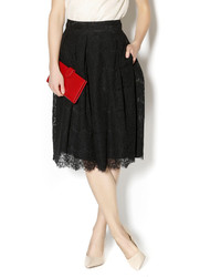 Черная кружевная юбка-миди со складками