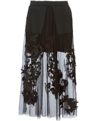 Черная кружевная юбка-миди со складками от Aviu