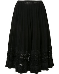 Черная кружевная юбка с вышивкой от Oscar de la Renta