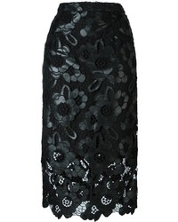 Черная кружевная юбка с цветочным принтом от Twin-Set