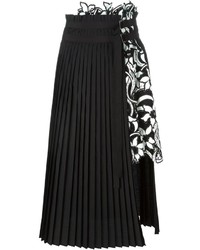 Черная кружевная юбка со складками от Sacai