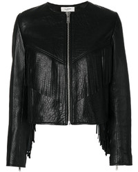 Женская черная куртка c бахромой от Etoile Isabel Marant