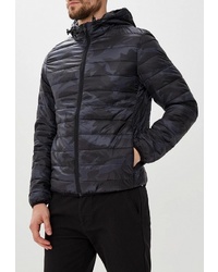 Мужская черная куртка-пуховик с камуфляжным принтом от Winterra