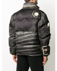 Мужская черная куртка-пуховик с принтом от Moschino