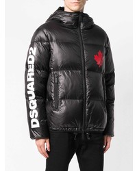 Мужская черная куртка-пуховик с принтом от DSQUARED2