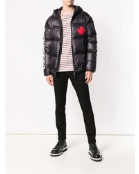 Мужская черная куртка-пуховик с принтом от DSQUARED2