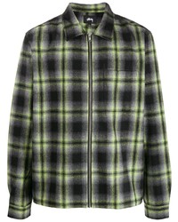 Мужская черная куртка-рубашка в шотландскую клетку от Stussy