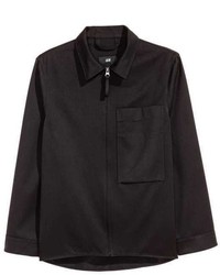 Черная куртка-рубашка из саржи