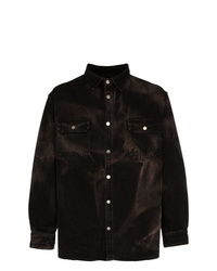 Мужская черная куртка-рубашка с принтом от 424