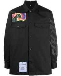 Мужская черная куртка-рубашка с принтом от McQ Swallow