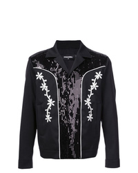 Черная куртка-рубашка с цветочным принтом