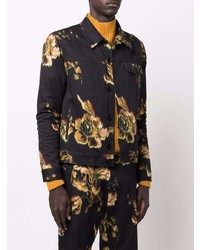 Мужская черная куртка-рубашка с цветочным принтом от Paul Smith