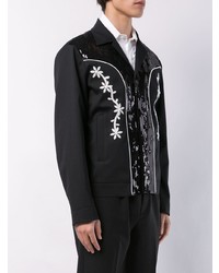 Мужская черная куртка-рубашка с цветочным принтом от DSQUARED2