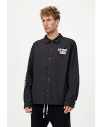 Мужская черная куртка-рубашка от Pull&Bear