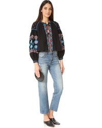 Женская черная куртка с вышивкой от Free People