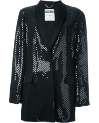 Женская черная куртка с пайетками с украшением от Moschino
