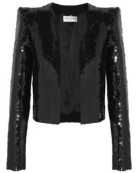 Женская черная куртка с пайетками от Saint Laurent